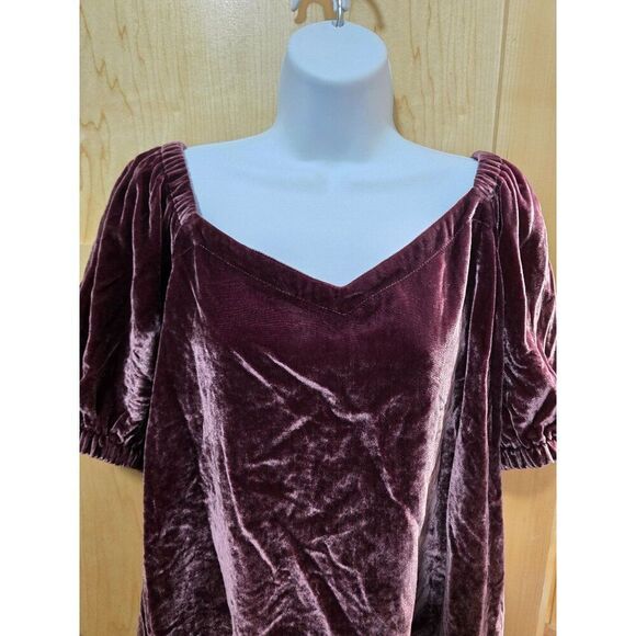 Velvet Burgundy Top Womens XL By LOFT cottage core granny core - Picture 2 of 5